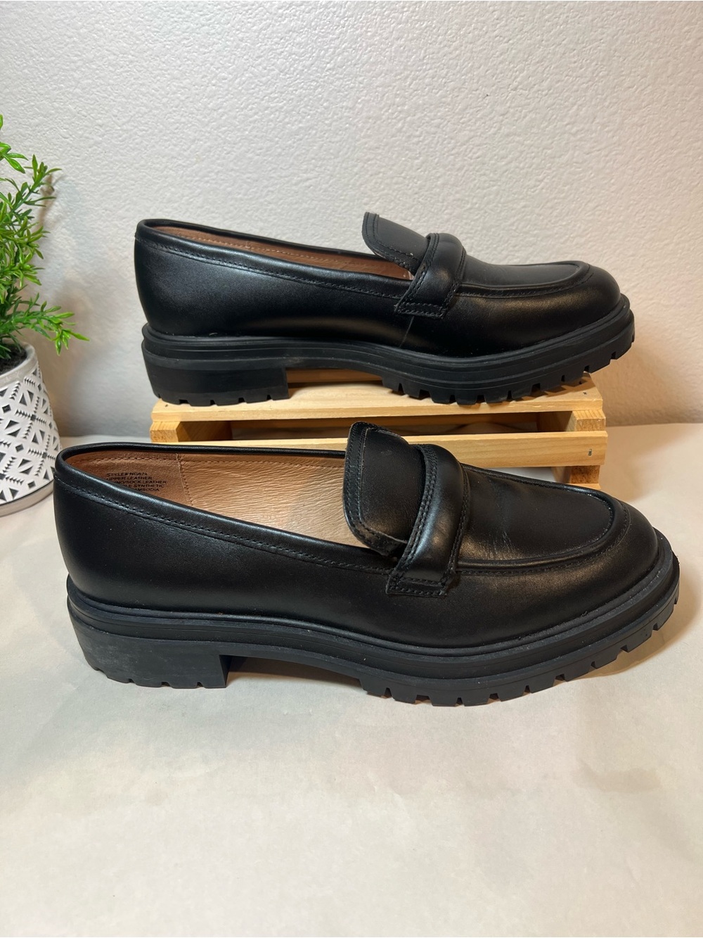 Madewell “The Bradley” Black Leather Lug-Sole Loafers | SZ9 | Chunky Platforms